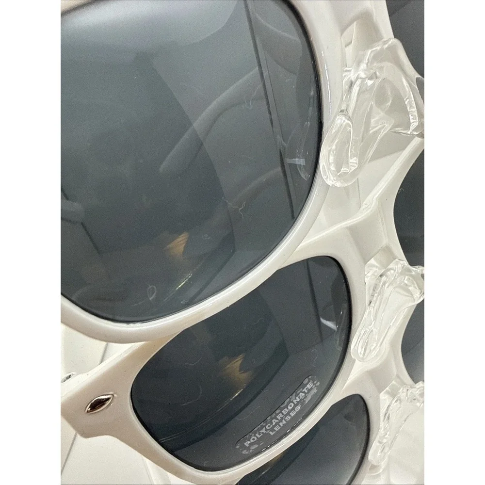 3 X Sunglasses Square White Frame Green Lens  UV Protective WHOLESALE DEAL -NWT